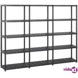 vidaXL Storage Shelf 5-Tier Black 213x38x170 cm Plastic