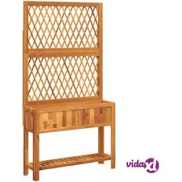 vidaXL Planter with Trellis and Shelf 100x32x185 cm Solid Wood Acacia