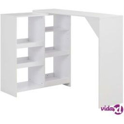 vidaXL Bar Table with Moveable Shelf White 138x39x110 cm