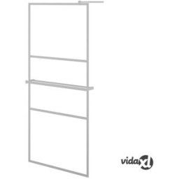 vidaXL Walk-in Shower Wall with Shelf Chrome 100x195 cm ESG Glass&Aluminium