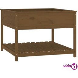 vidaXL Planter with Shelf Honey Brown 111.5x111.5x81 cm Solid Wood Pine