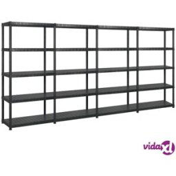 vidaXL Storage Shelf 5-Tier Black 340x40x185 cm Plastic
