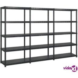 vidaXL Storage Shelf 5-Tier Black 255x40x185 cm Plastic