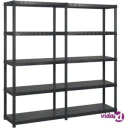 vidaXL Storage Shelf 5-Tier Black 170x40x185 cm Plastic