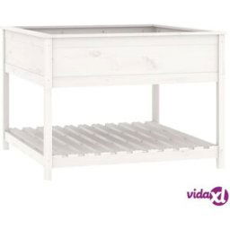 vidaXL Planter with Shelf White 111.5x111.5x81 cm Solid Wood Pine