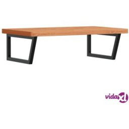 vidaXL Basin Shelf Wall Mounted Steel and Solid Wood Beech