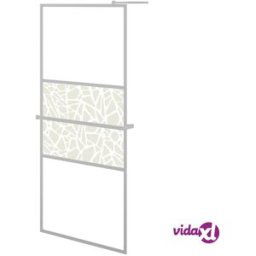 vidaXL Walk-in Shower Wall with Shelf Chrome 80x195 cm ESG Glass&Aluminium