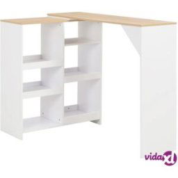 vidaXL Bar Table with Moveable Shelf White 138x39x110 cm