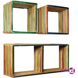 vidaXL Wall Shelf Set 3 Pieces Solid Reclaimed Teak Multicolour