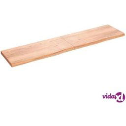 vidaXL Wall Shelf Light Brown 220x50x(2-6) cm Treated Solid Wood Oak
