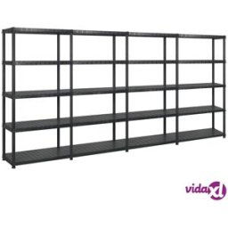 vidaXL Storage Shelf 5-Tier Black 366x45.7x185 cm Plastic