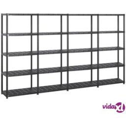 vidaXL Storage Shelf 5-Tier Black 284x38x170 cm Plastic
