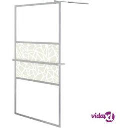 vidaXL Walk-in Shower Wall with Shelf Chrome 115x195 cm ESG Glass&Aluminium