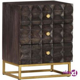 vidaXL Bed Cabinet Black 40x30x50 cm Solid Mango Wood