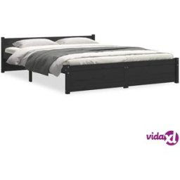 vidaXL Bed Frame without Mattress Black Solid Wood 135x190 cm Double Double