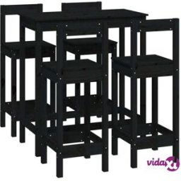 vidaXL 5 Piece Bar Set Black Solid Wood Pine