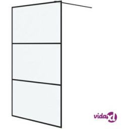 vidaXL Walk-in Shower Wall Black 115x195 cm Frosted ESG Glass