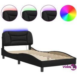 vidaXL Bed Frame with LED without Mattress "Hvar" Black 80x200 cm