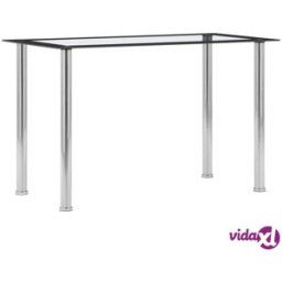 vidaXL Dining Table Black and Transparent 120x60x75 cm Tempered Glass