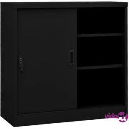 vidaXL Office Cabinet with Sliding Door Black 90x40x90 cm Steel