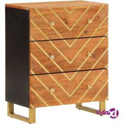 vidaXL Side Cabinet Brown and Black 60x33.5x75 cm Solid Wood Mango
