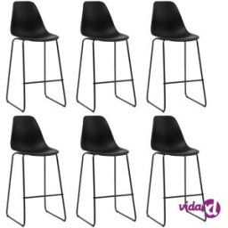 vidaXL Bar Chairs 6 pcs Black Plastic