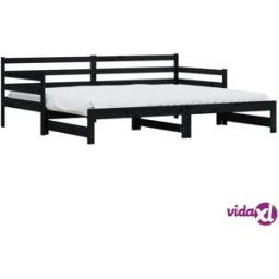 vidaXL Daybed with Trundle without Mattress Black 90x200 cm Solid Wood