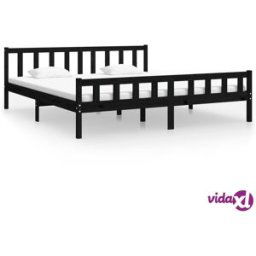 vidaXL Bed Frame without Mattress Black Solid Wood 160x200 cm