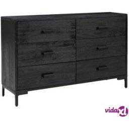 vidaXL Sideboard Black 110x35x70 cm Solid Pinewood