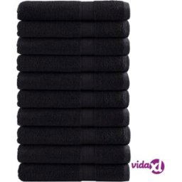 vidaXL Premium Sauna Towels SOLUND 10 pcs Black 80x200 cm 600 gsm