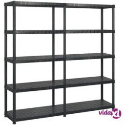 vidaXL Storage Shelf 5-Tier Black 183x45.7x185 cm Plastic