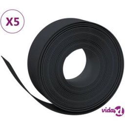 vidaXL Garden Edgings 5 pcs Black 10 m 20 cm Polyethylene
