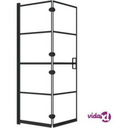 vidaXL Folding Shower Enclosure ESG 100x140 cm Black
