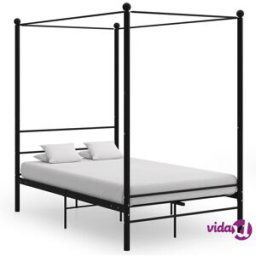 vidaXL Bed Frame with Canopy without Mattress Black 140x200 cm Metal