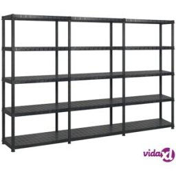 vidaXL Storage Shelf 5-Tier Black 274.5x45.7x185 cm Plastic