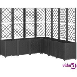 vidaXL Garden Planter with Trellis Black 160x160x140 cm PP