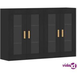 vidaXL Wall Mounted Cabinets 2 pcs Black Engineered Wood