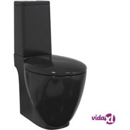 vidaXL Ceramic Toilet Back Water Flow Black