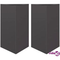 vidaXL Garden Planters 2 pcs Black Triangular 50x43x75 cm Steel