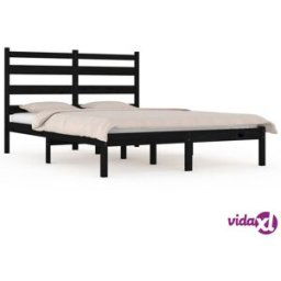 3103672 vidaXL Bed Frame without Mattress Black Solid Wood 200x200 cm (810041+818444)