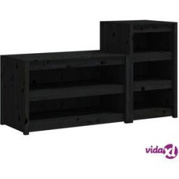 vidaXL Outdoor Kitchen Cabinets 2 pcs Black Solid Wood Pine