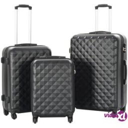 vidaXL Hardcase Trolley Set 3 pcs Black ABS