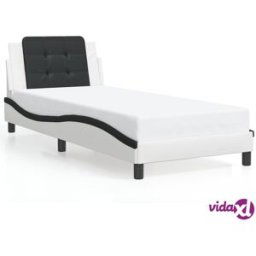 vidaXL Bed Frame without Mattress "Zadar" White and Black 90x200 cm Faux Leather