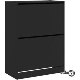 vidaXL Shoe Cabinet with 2 Flip-Drawers Black 80x42x108 cm