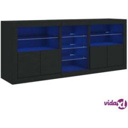 vidaXL Sideboard with LED Lights Black 181.5x37x67 cm