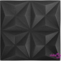 vidaXL 3D Wall Panels 48 pcs 50x50 cm Origami Black 12 m²