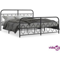 vidaXL Metal Bed Frame without Mattress with Footboard Black 183x213cm