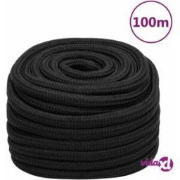vidaXL Boat Rope Full Black 20 mm 100 m Polypropylene