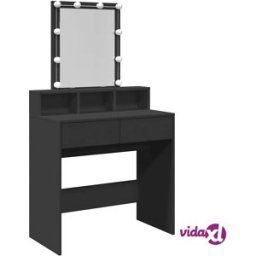 vidaXL Dressing Table with LED Black 80x41x144.5 cm