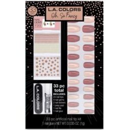 L.A. Colors Coffin Shape Artificial Nail Tips 33 Pieces Kit Oh, So Fancy